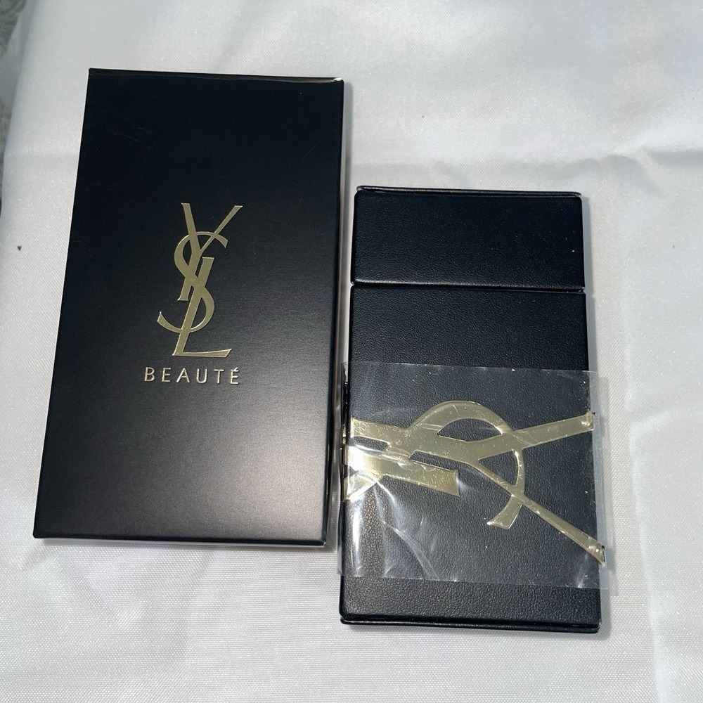 YSL BEAUTE Black Magnetic Brush Makeup Box Gold Logo YVES Saint Laurent NEW